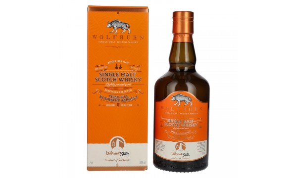 Wolfburn VIBRANT STILLS 8 Years Old Specially Selected First-Fill Bourbon Barrels 50% Vol. 0,7l dovanų dėžutėje