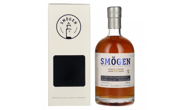 SMÖGEN 12 Years Old Distillery Estate Barley Swedish Single Malt Whisky 56,6% Vol. 0,5l dovanų dėžutėje