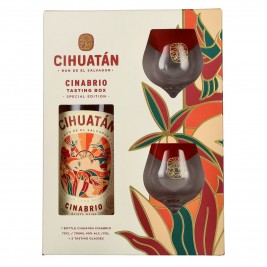 Cihuatán 12 Years CINABRIO Rum El Salvador 40% Vol. 0,7l dovanų dėžutėje su 2 stiklais