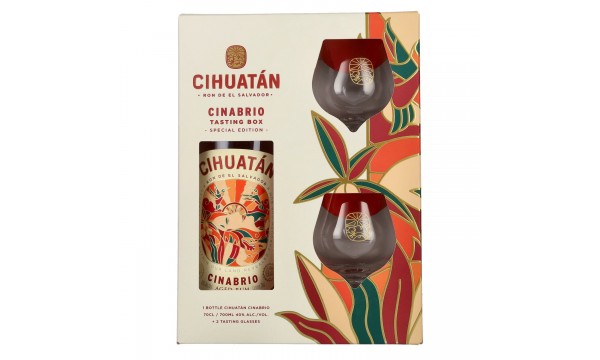 Cihuatán 12 Years CINABRIO Rum El Salvador 40% Vol. 0,7l dovanų dėžutėje su 2 stiklais