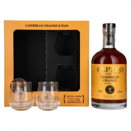 Ron Espero Caribbean Orange Liqueur 40% Vol. 0,7l dovanų dėžutėje su 2 stiklinėmis