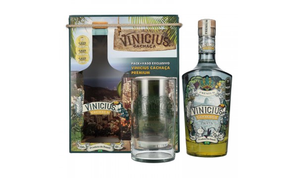 VINICIUS Premium Cachaca Prata 42% Vol. 0,7l dovanų dėžutėje su stiklu