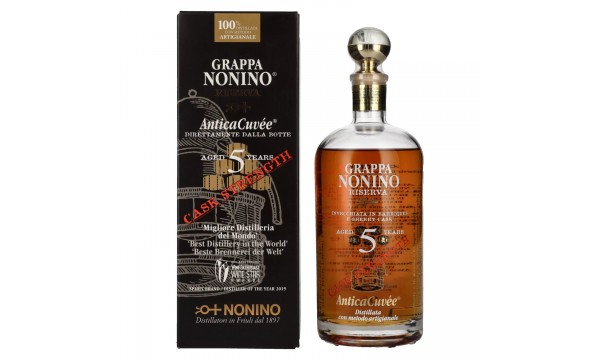 Nonino Grappa Riserva Antica Cuvée 5 Years Old Cask Strength 59,9% Vol. 0,7l dovanų dėžutėje