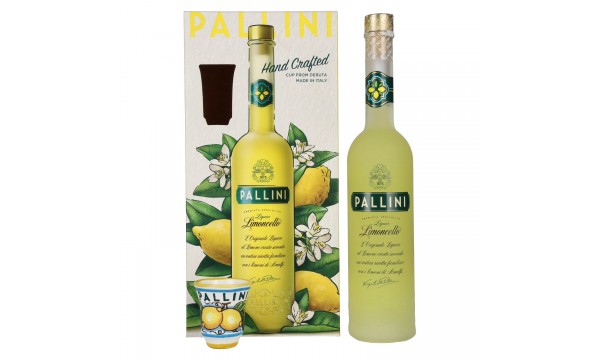Pallini Limoncello Liqueur 26% Vol. 0,5l dovanų dėžutėje su keramikine taure