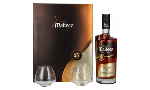 Ron Malteco 25 Years Old Reserva Rara 40% Vol. 0,7l dovanų dėžutėje su 2 stiklinėmis Ron Malteco 25 Years Old Reserva Rara 40% Vol. 0,7l dovanų dėžutėje su 2 stiklinėmis
