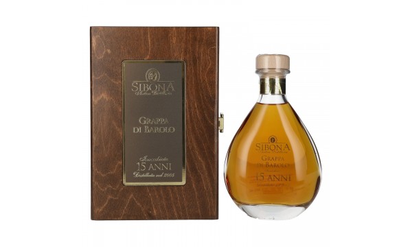 Sibona RISERVA SPECIALE Grappa di Barolo 15 ANNI 44% Vol. 0,5l medinėje dėžutėje