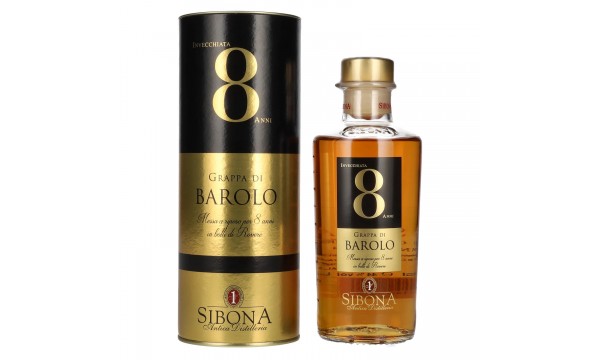 Sibona 8 Anni Invecchiata Grappa di BAROLO 44% Vol. 0,5l dovanų dėžutėje Sibona 8 Anni Invecchiata Grappa di BAROLO 44% Vol. 0,5l dovanų dėžutėje