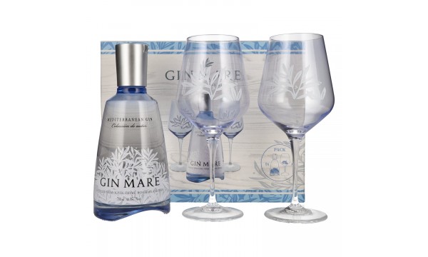 Gin Mare Mediterranean Gin 42,7% Vol. 0,7l dovanų dėžutėje su 2 taurėmis
