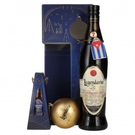Legendario Elixir de Cuba Felices Fiestas 34,3% Vol. 0,7l dovanų dėžutėje su 0,05l miniatiūra ir kalėdiniu akcentu