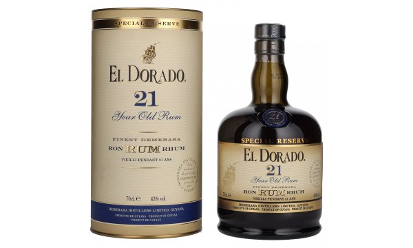 El Dorado 21 Years Old Finest Demerara Rum SPECIAL RESERVE 43% Vol. 0,7l dovanų dėžutėje