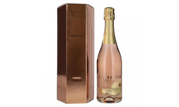 Österreich Gold Rosé - with 23 Karat Blattgold 9,5% Vol. 0,75l dovanų dėžutėje, briutas