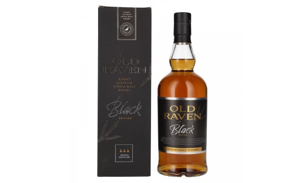 Old Raven Triple Distilled Single Malt Whisky Black Edition Fasstärke 54% Vol. 0,7l dovanų dėžutėje