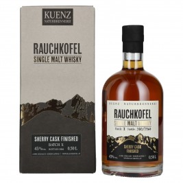 Kuenz Naturbrennerei Rauchkofel Single Malt Whisky Sherry Cask Finished 43% Vol. 0,5l dovanų dėžutėje