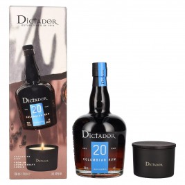 Dictador 20 Years Old ICON RESERVE Colombian Rum 40% Vol. 0,7l dovanų dėžutėje su žvake