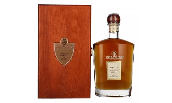Dellavalle Grappa Porto statinėse Single Vintage Cask 42% Vol. 0,7l medinėje dėžėje