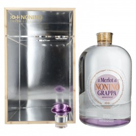 Nonino Grappa Monovitigno il Merlot 41% Vol. 6,3l medinėje dėžėje su dozavimo pompa