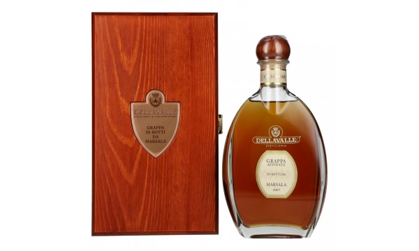 Dellavalle Grappa Affinata Marsalos statinėse 2007 42% Vol. 0,7l medinėje dėžėje