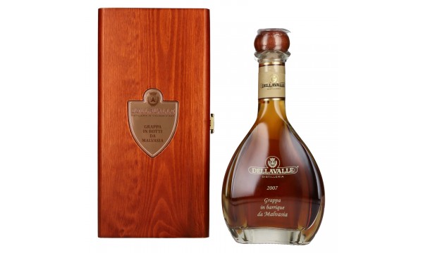 Dellavalle Grappa Affinata statinėse da MALVASIA 2007 42% Vol. 0,7l medinėje dėžėje