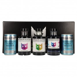 BÖSER KATER Farbwechsel Gin Tasting Set 40% Vol. 3x0,1l dovanų dėžutėje su 2×150 ml tonikais