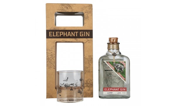 Elephant London Dry Gin 45% Vol. 0,5l dovanų dėžutėje su stikline
