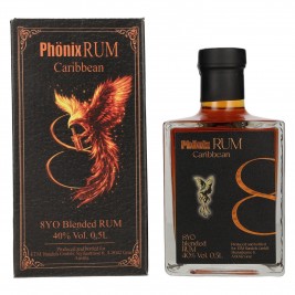 Phönix 8 Years Old Blended Caribbean Rum Black Design 40% Vol. 0,5l dovanų dėžutėje