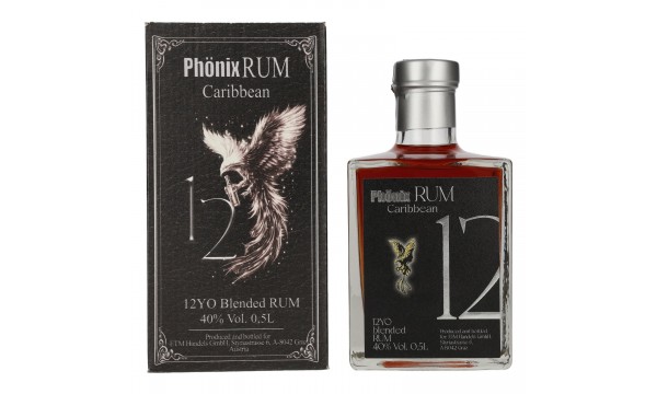 Phönix 12 Years Old Blended Caribbean Rum Black Design 40% Vol. 0,5l dovanų dėžutėje Phönix 12 Years Old Blended Caribbean Rum Black Design 40% Vol. 0,5l dovanų dėžutėje