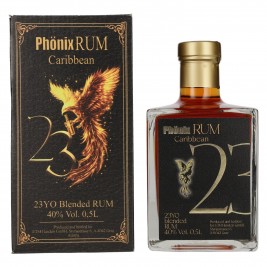 Phönix 23 Years Old Blended Caribbean Rum Black Design 40% Vol. 0,5l dovanų dėžutėje