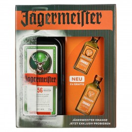 Jägermeister On Pack 34,9% Vol. 0,7l + 2vnt Jägermeister Orange 0,02l dovanų rinkinys